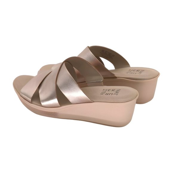 Naturalizer Womens Rowena Wedge Sandal, Warm Silver, Size 8 - Picture 6 of 8